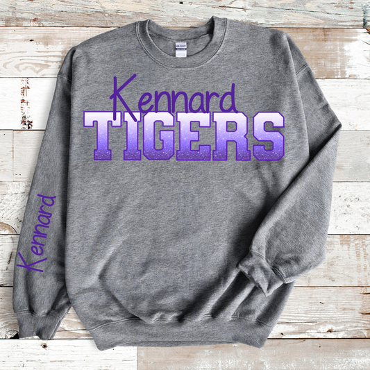 Kennard Tigers in Purple Ombre with Purple Outline/Sleeve Print
