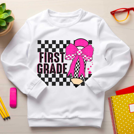Grade Checkered Pencil Pink Bow Collection