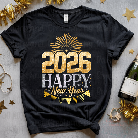 2026 Happy New Year Gold and Silver