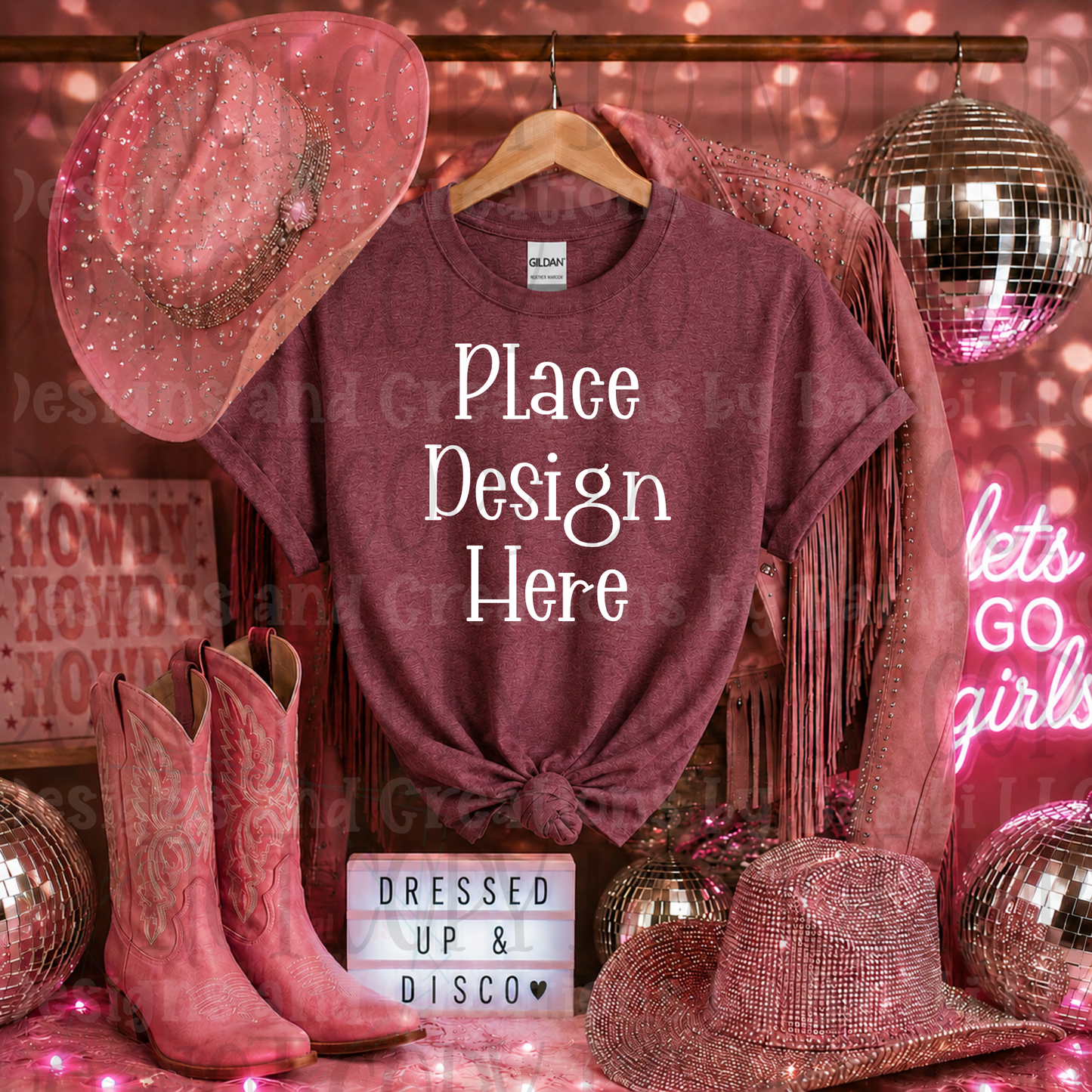 Pink Glam Western Apparel Mock Ups (Bella Canvas, Comfort Color, and Gildan Brand)