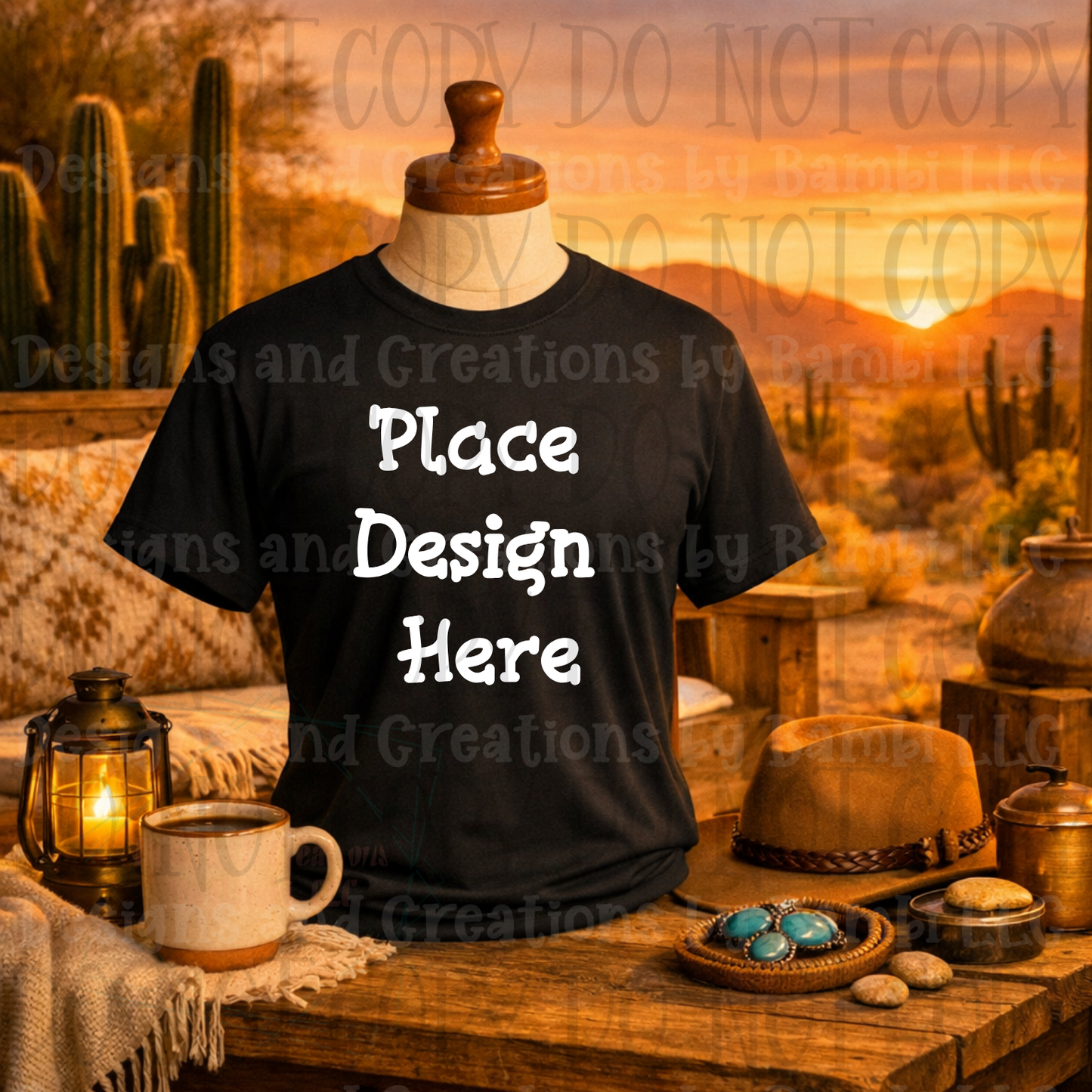 Variety of Western Style Themes and Scene Apparel Mock Ups (Various Brands)