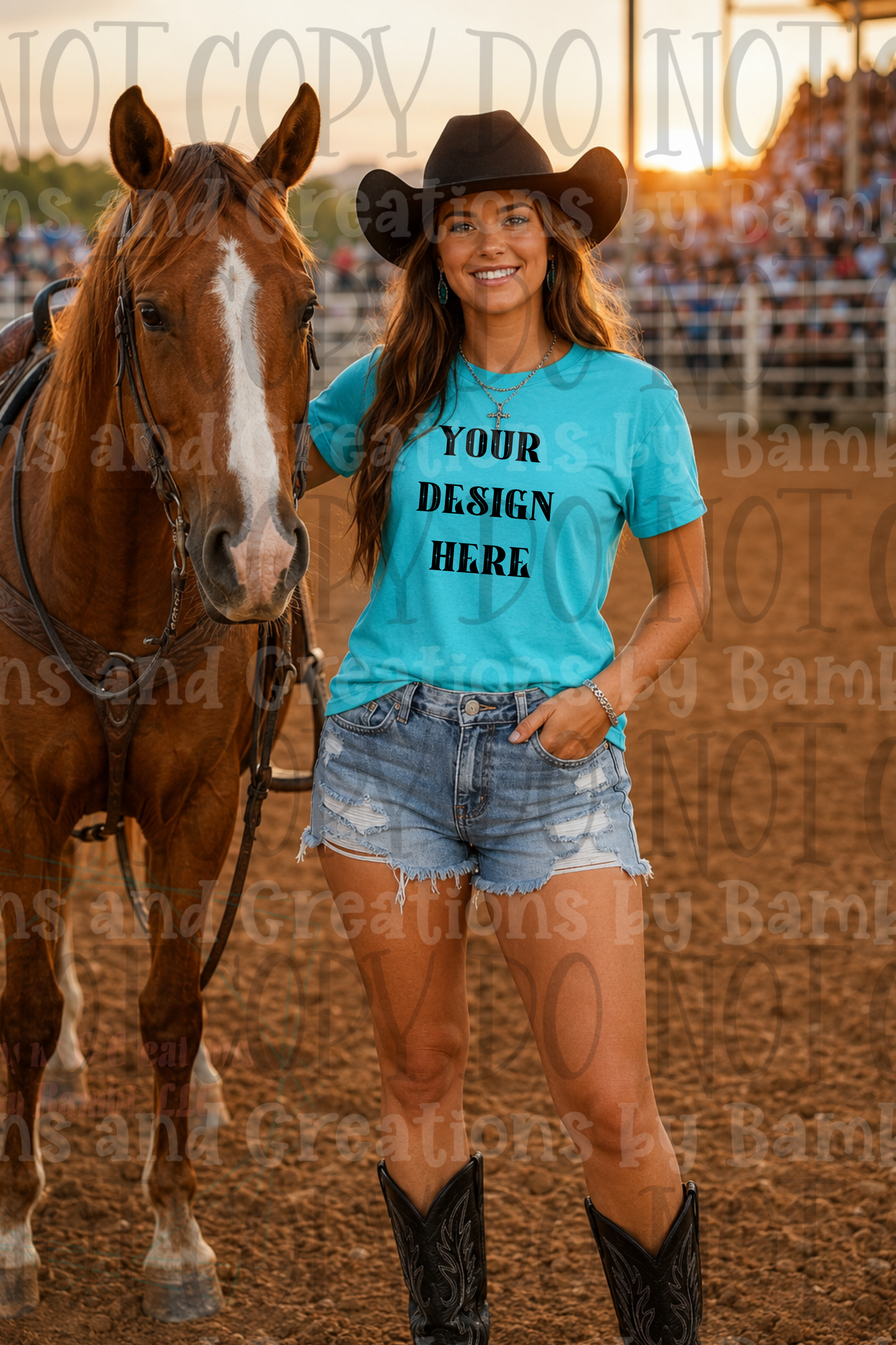 Variety of Rodeo Themed Apparel Mock Ups (Bella Canvas, Comfort Color, and Gildan Brand)