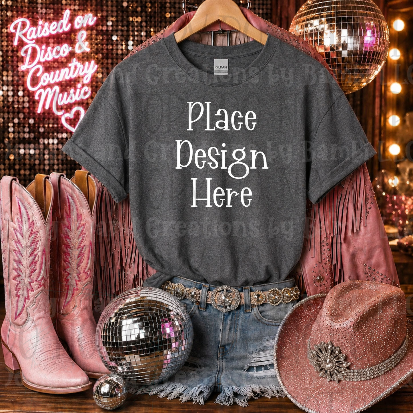Pink Glam Western Apparel Mock Ups (Bella Canvas, Comfort Color, and Gildan Brand)