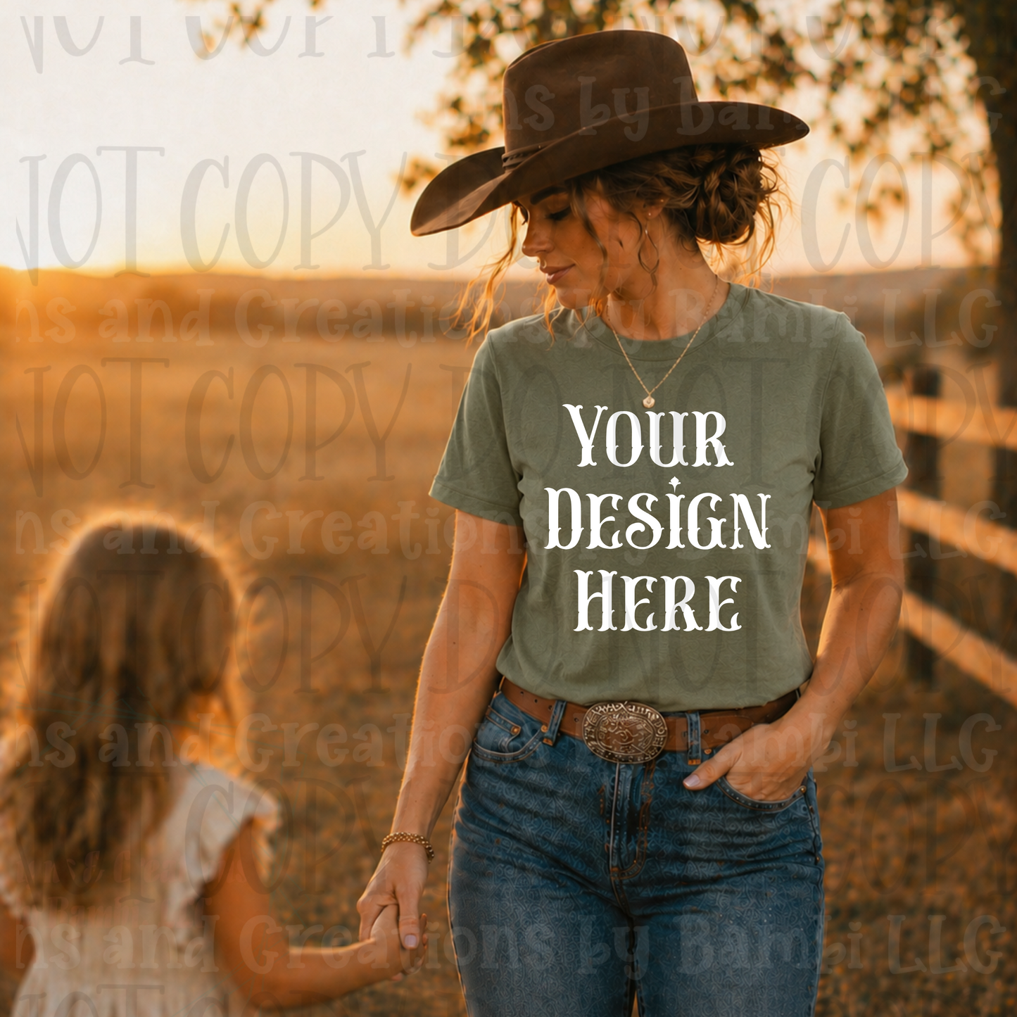 Western Mama in Fields Apparel Mock Ups (Bella Canvas, Comfort Colors, and Gildan Brands)