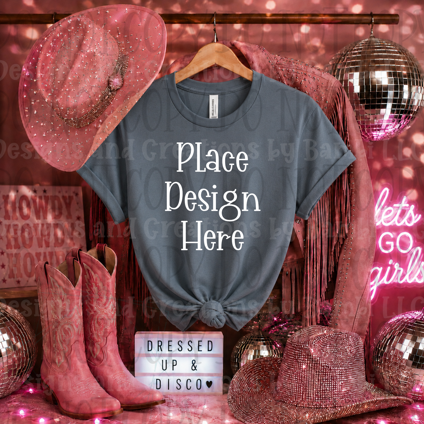 Pink Glam Western Apparel Mock Ups (Bella Canvas, Comfort Color, and Gildan Brand)