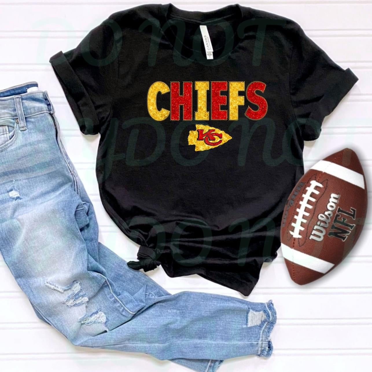 Faux Sequin Chiefs with Logo