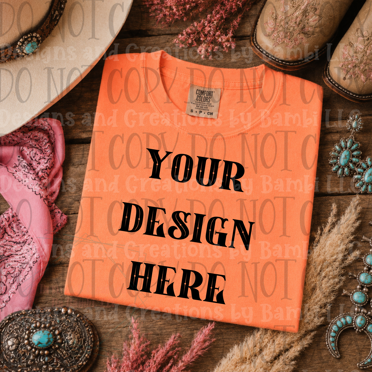 Variety of Rodeo Themed Apparel Mock Ups (Bella Canvas, Comfort Color, and Gildan Brand)