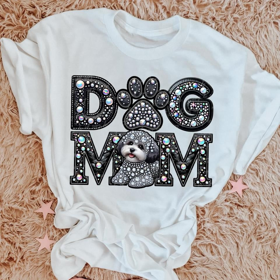 Dog Mom Breeds Faux Sequin/Embroidery Collection