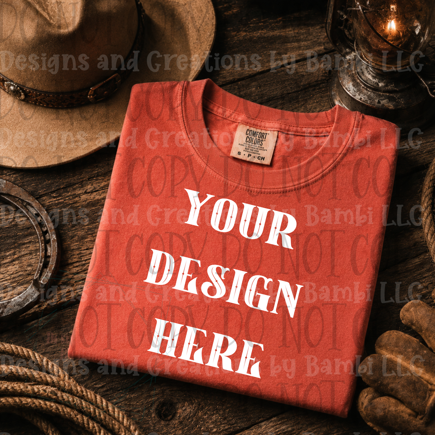 Variety of Rodeo Themed Apparel Mock Ups (Bella Canvas, Comfort Color, and Gildan Brand)