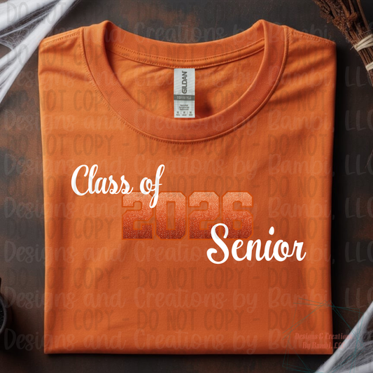 Class of 2026 Senior Ombre Orange with Orange Outline and White Font