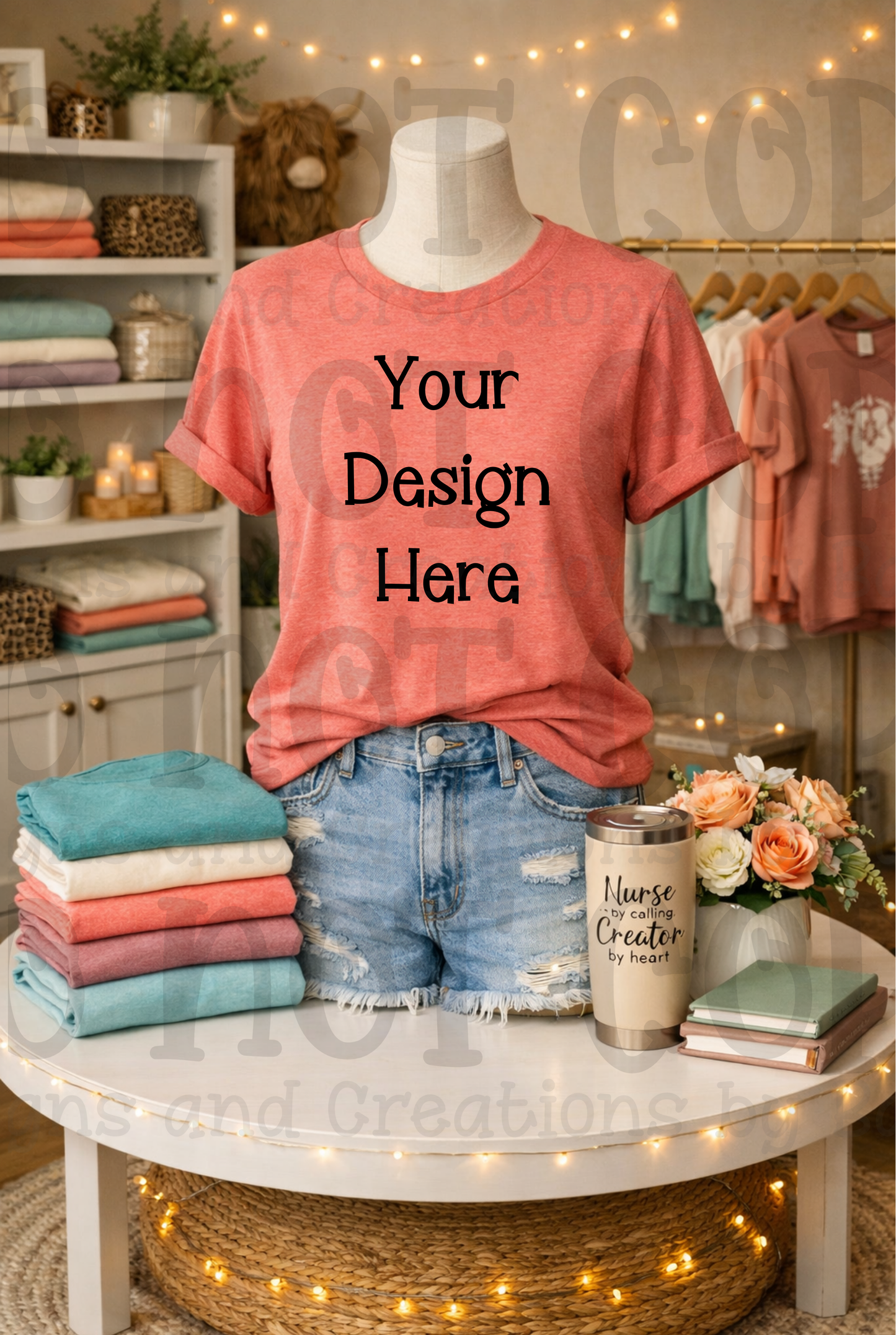 Boutique Mannequin Boho Themed Tshirt Apparel Mock Ups