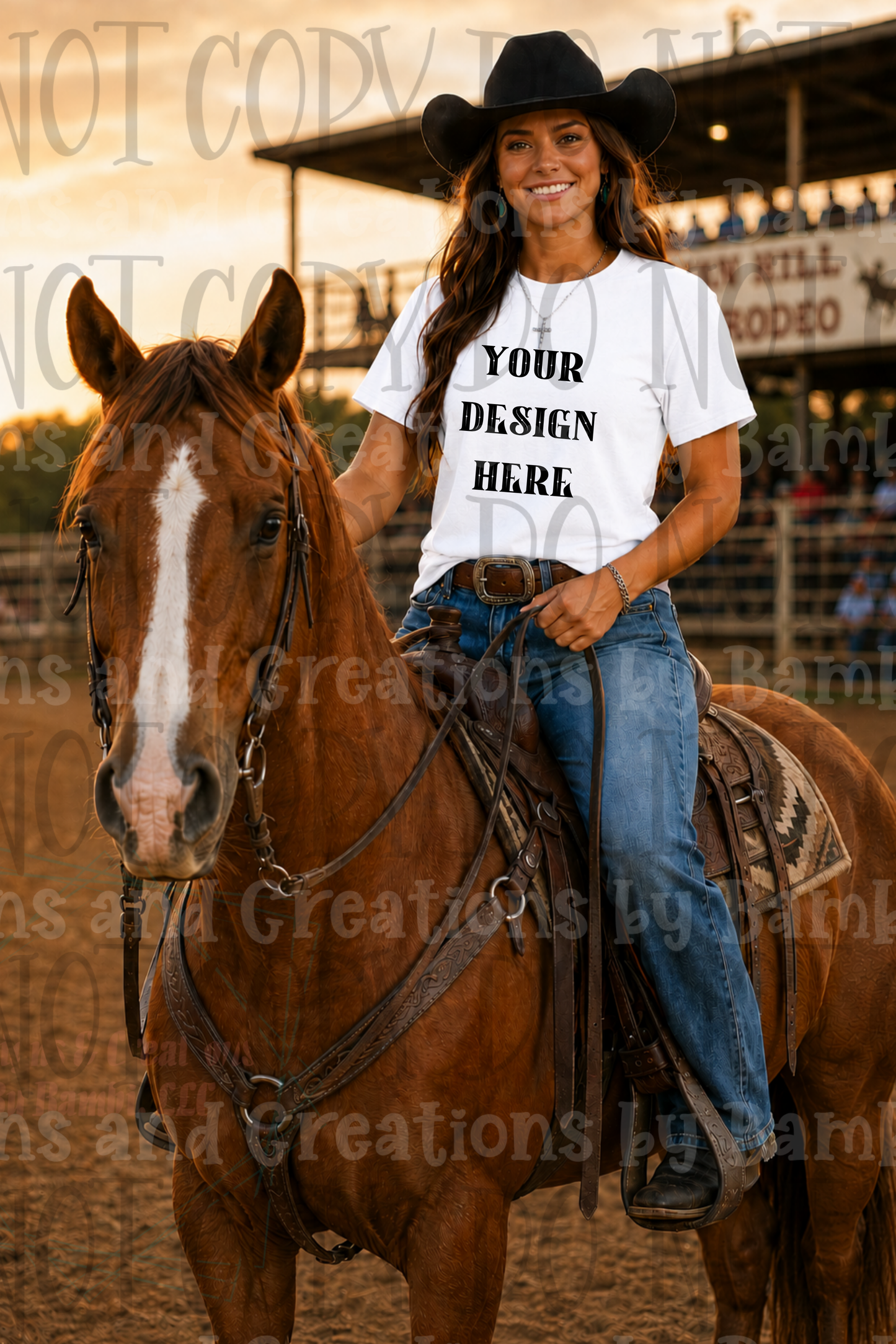 Variety of Rodeo Themed Apparel Mock Ups (Bella Canvas, Comfort Color, and Gildan Brand)