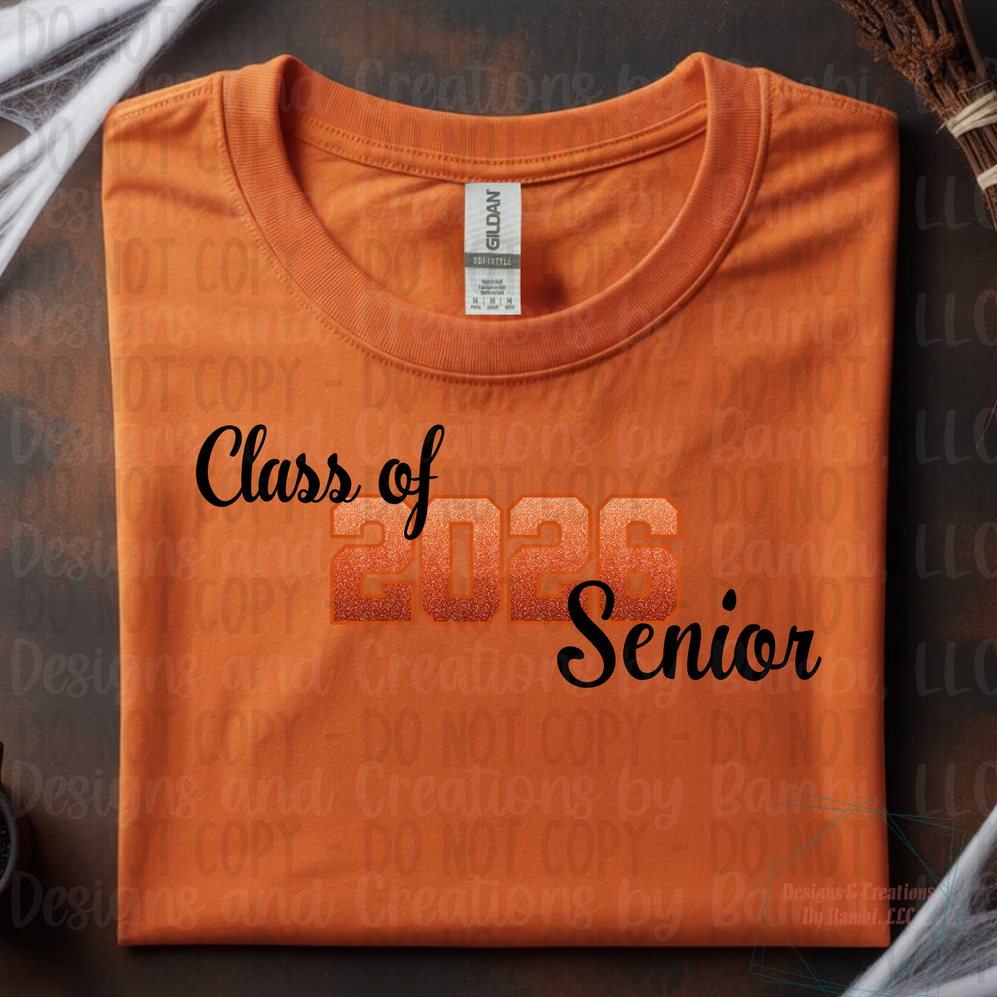 Class of 2026 Senior Ombre Orange with Orange Outline and Black Font