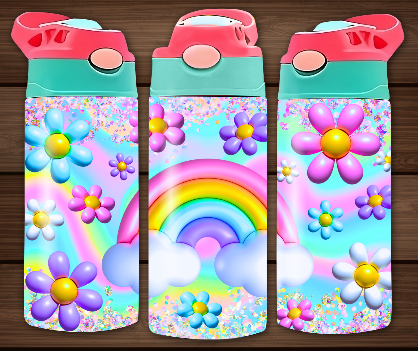 Bright Daisies and Rainbows 12 oz Flip Top Tumbler