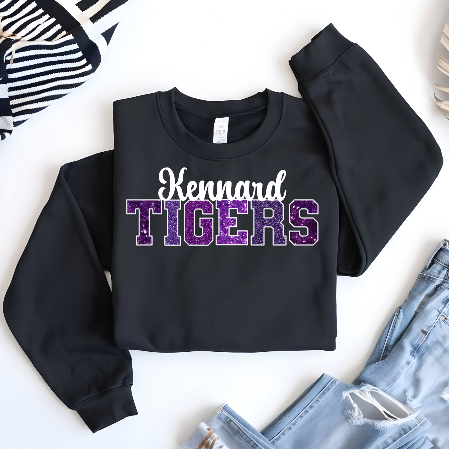Kennard Tigers in Multi Purple Shades with White Outline (Longsleeve)