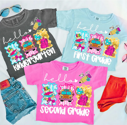 Hello School Grades Trio Square Bow Collection
