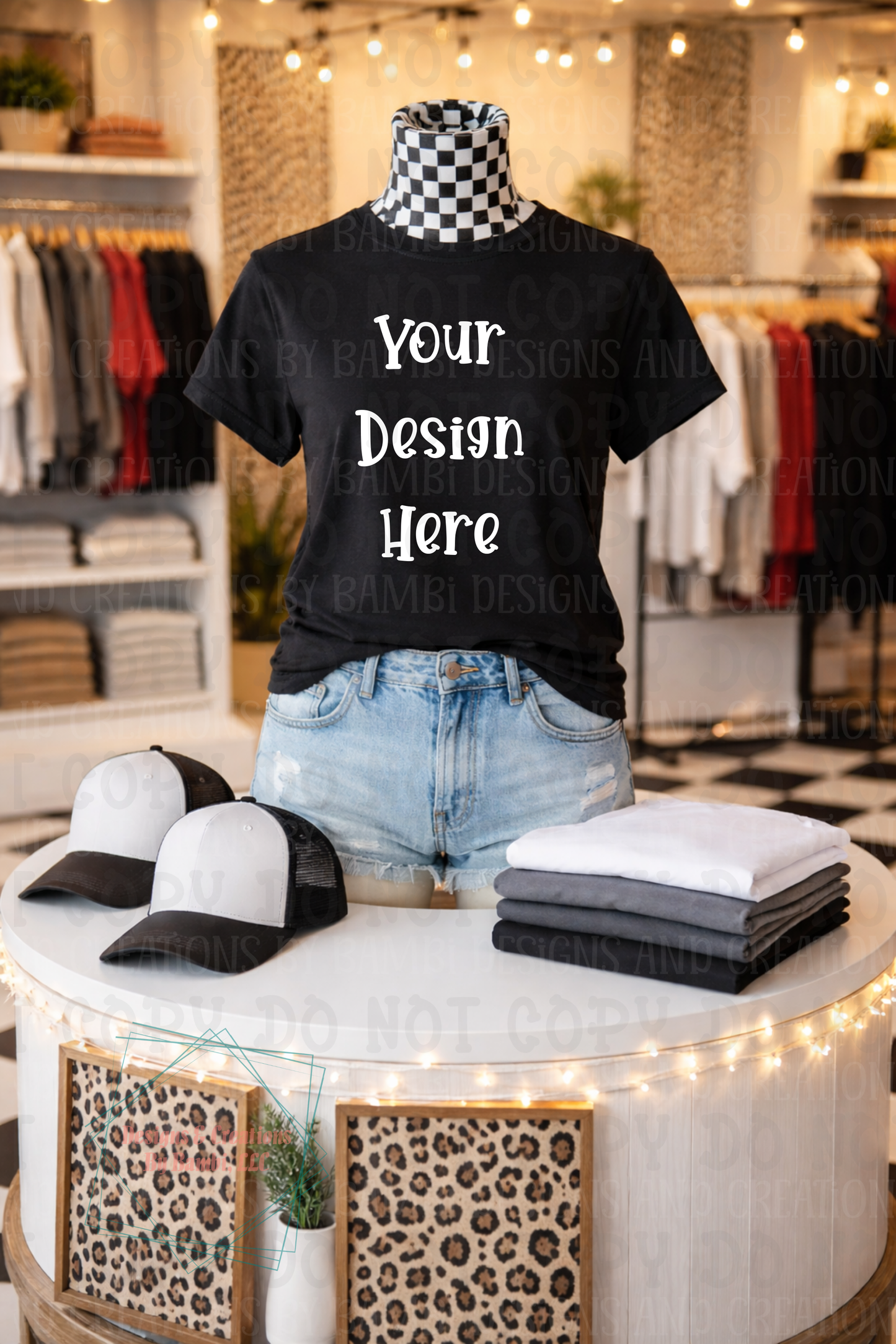Boutique Checkered Style Tshirt Apparel Mock Ups