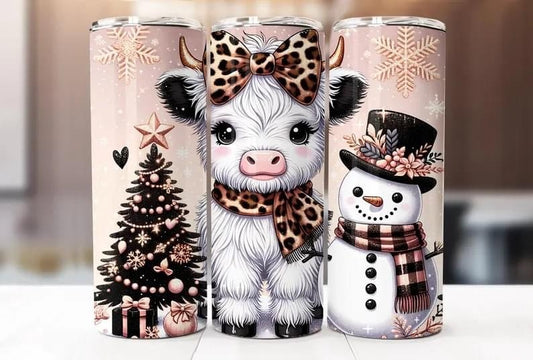 Highland Cow Snowman Sublimation Tumbler