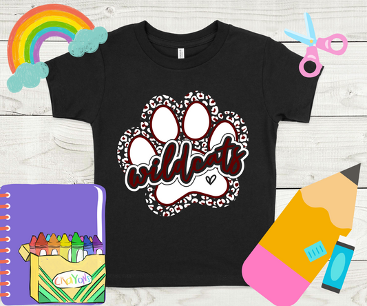 Palestine Wildcats with Paw Print Completed Shirt