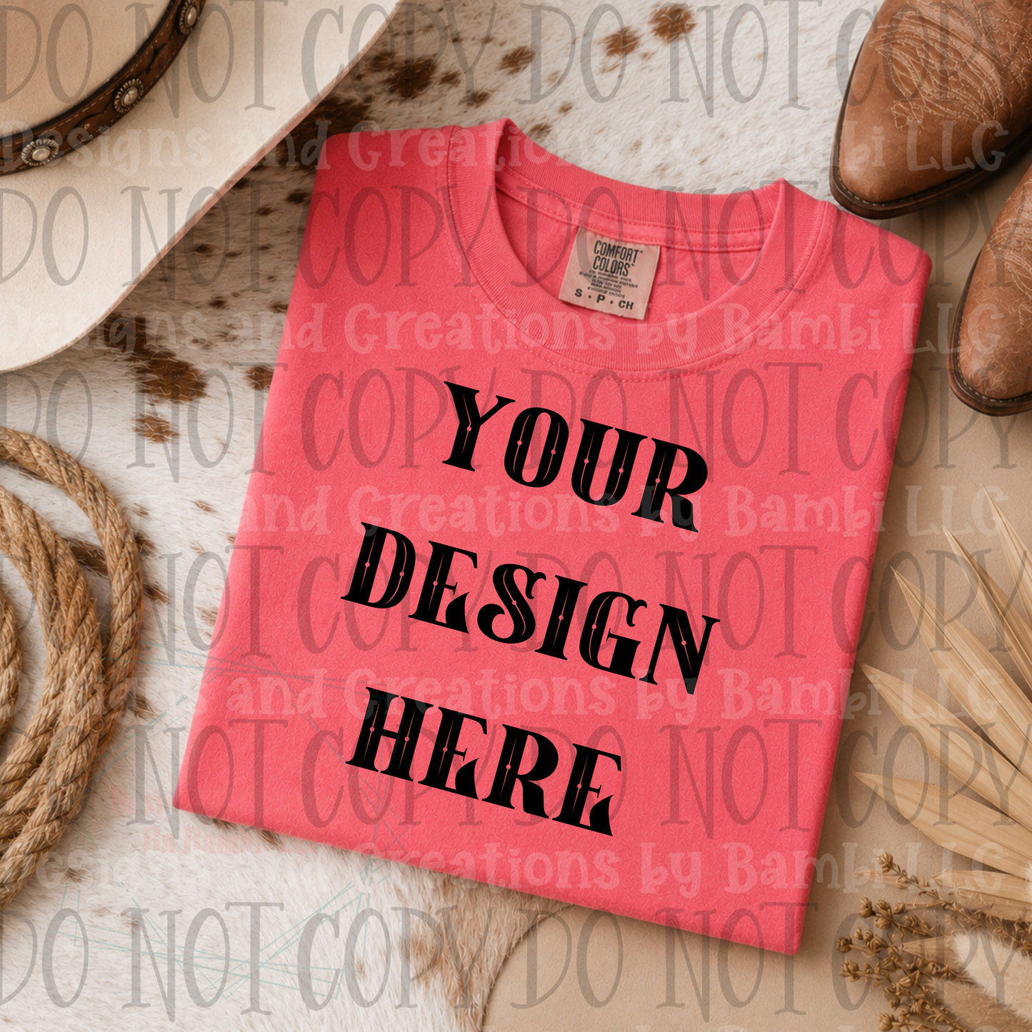 Variety of Rodeo Themed Apparel Mock Ups (Bella Canvas, Comfort Color, and Gildan Brand)