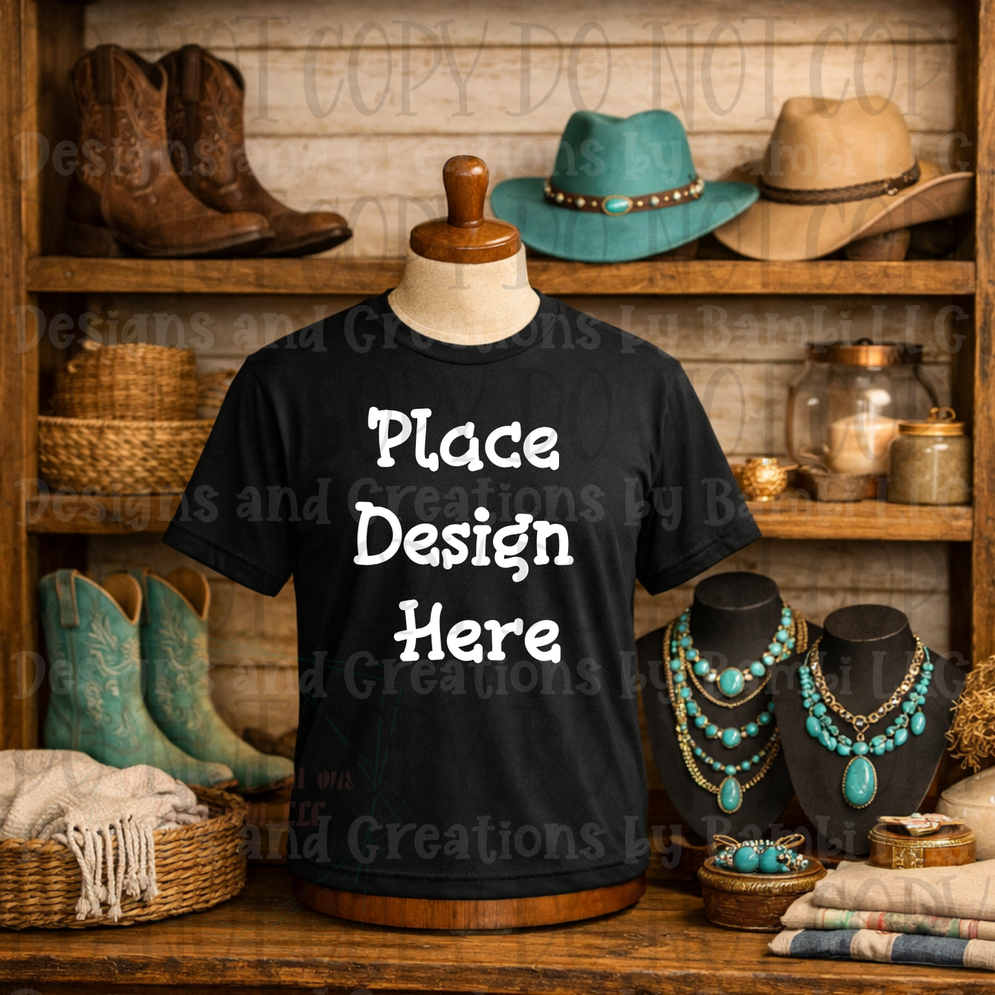 Variety of Western Style Themes and Scene Apparel Mock Ups (Various Brands)