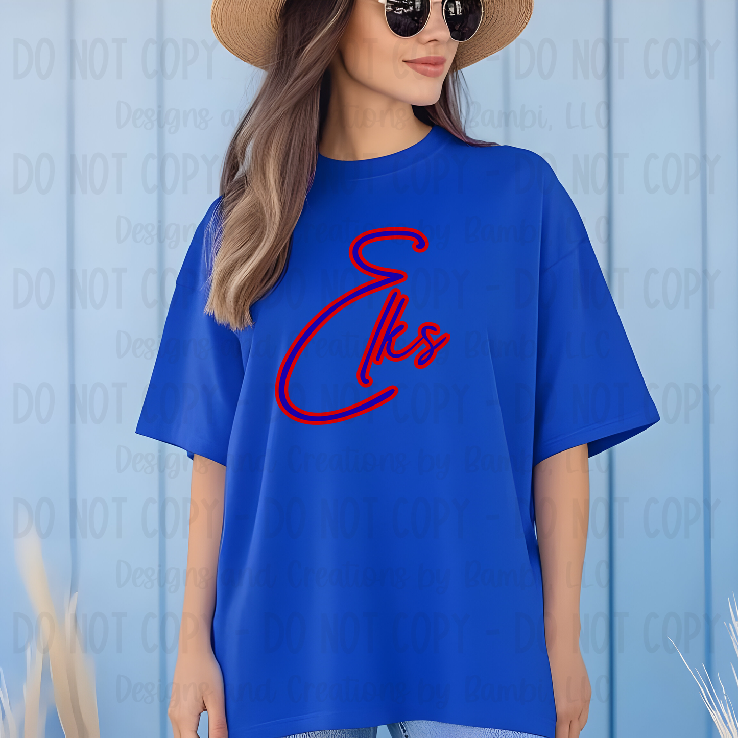 Elkhart Elks Script Blue with Red Outline