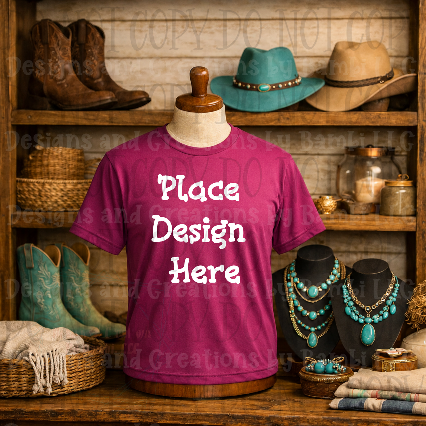 Variety of Western Style Themes and Scene Apparel Mock Ups (Various Brands)
