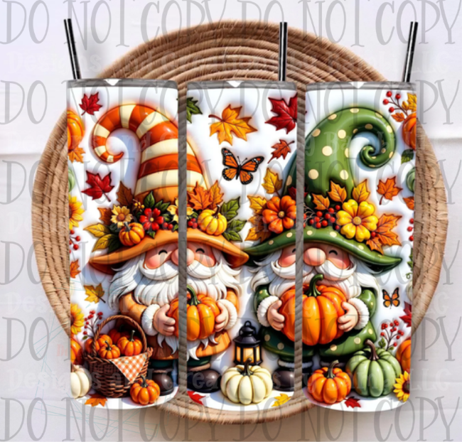 3D Inflated Fall Gnome 20oz Sublimation Tumbler