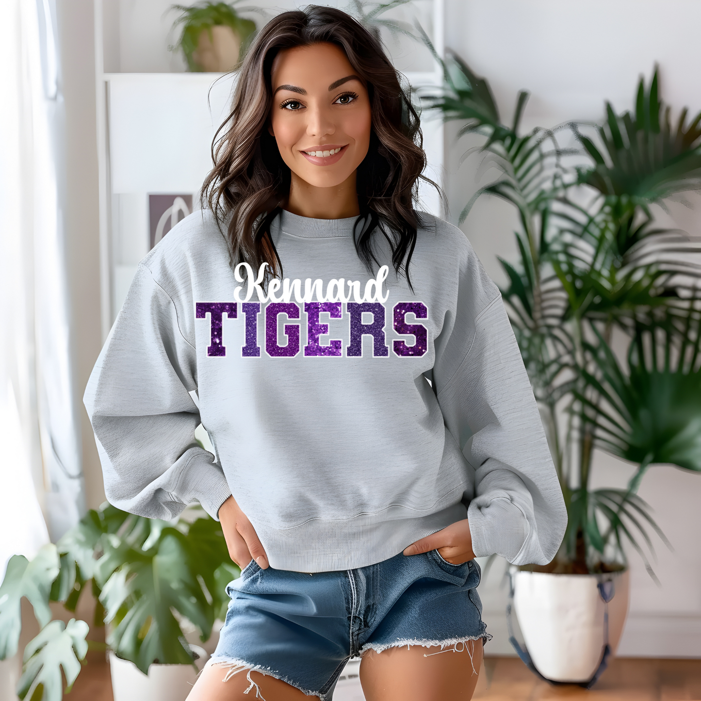 Kennard Tigers in Multi Purple Shades with White Outline (Longsleeve)