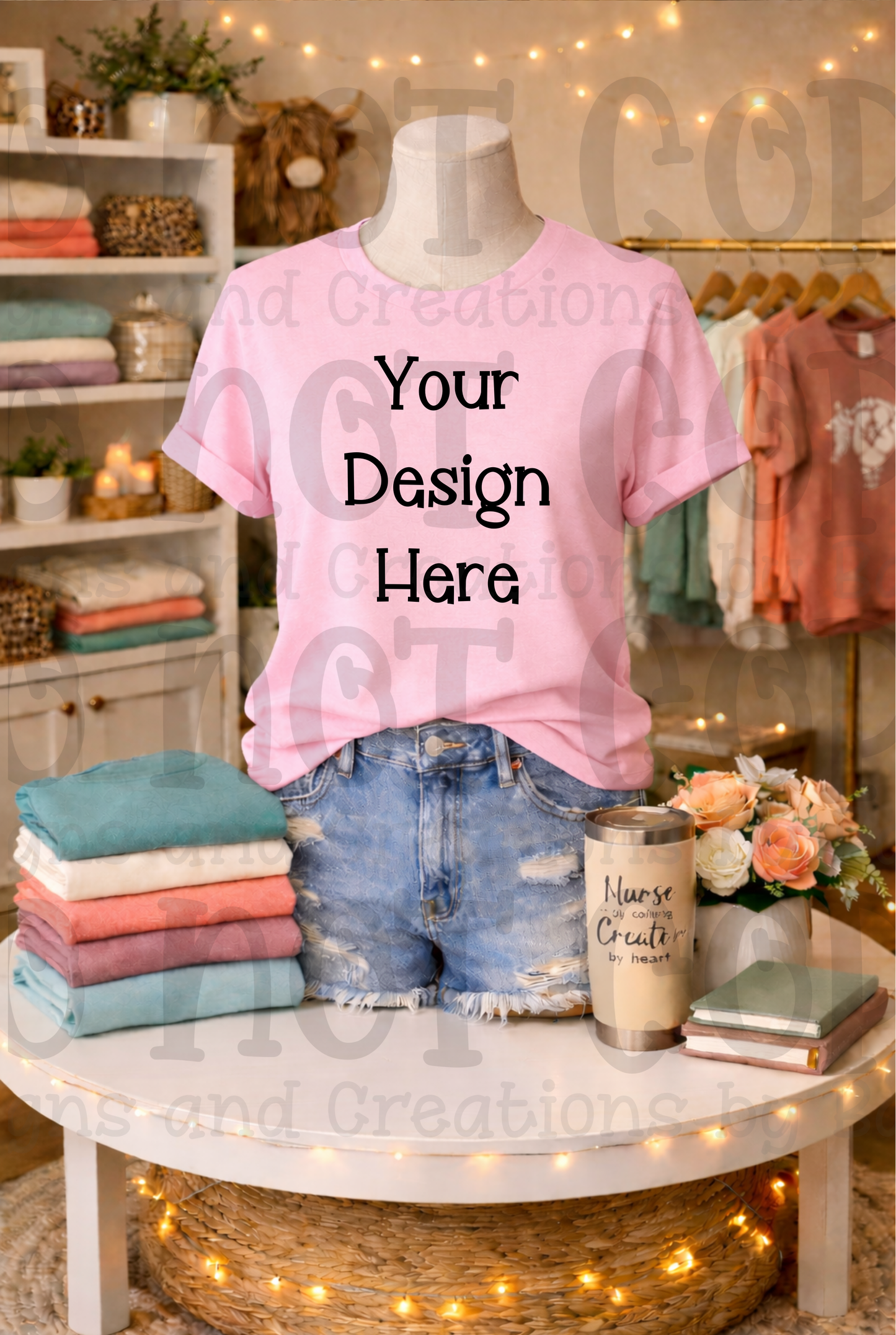 Boutique Mannequin Boho Themed Tshirt Apparel Mock Ups