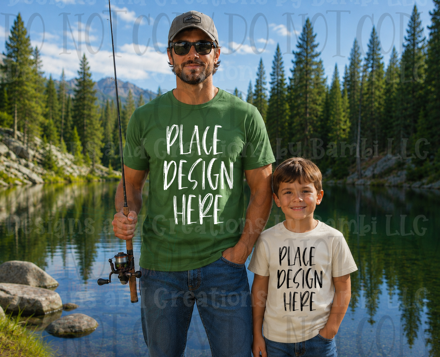 Variety of Father's Day Scene Apparel Mock Ups (Gildan Brand Only)