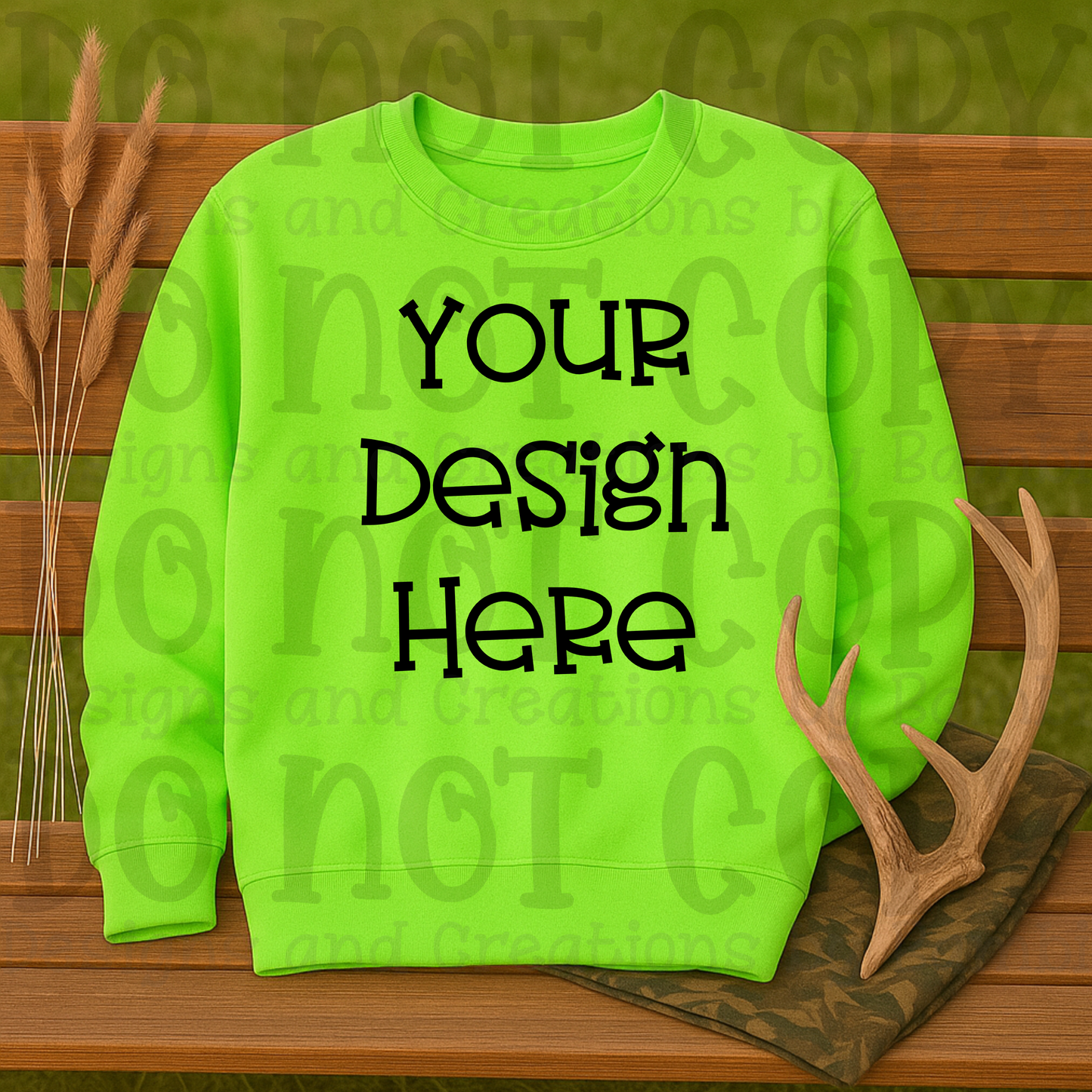 Hunting Rustic with Bench Sweatshirt Apparel Mock Ups