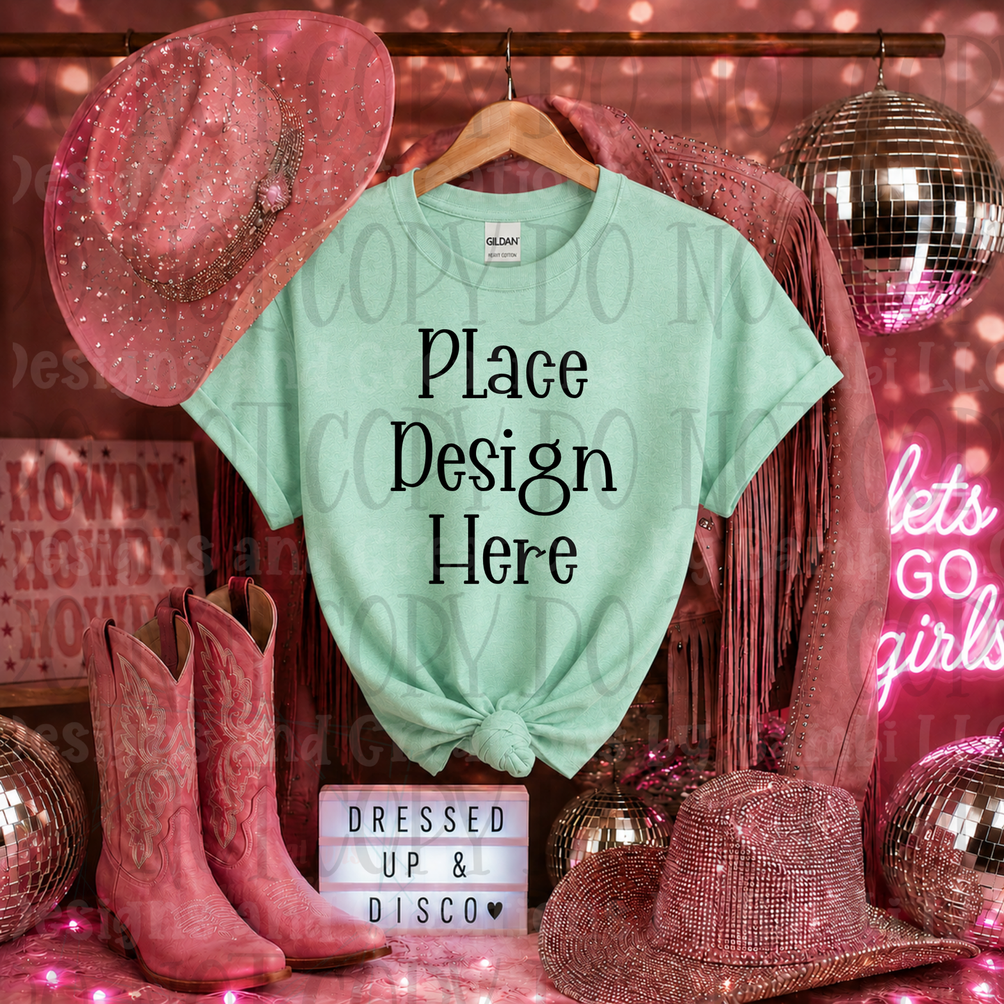 Pink Glam Western Apparel Mock Ups (Bella Canvas, Comfort Color, and Gildan Brand)