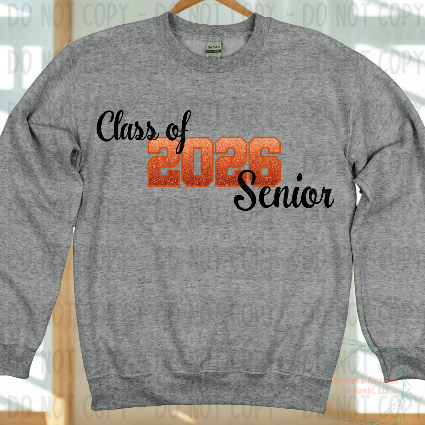 Class of 2026 Senior Ombre Orange with Orange Outline and Black Font