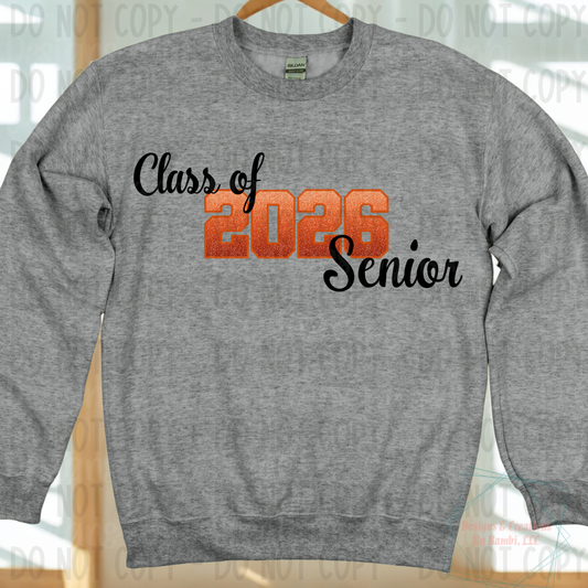 Class of 2026 Senior Ombre Orange with Orange Outline and Black Font