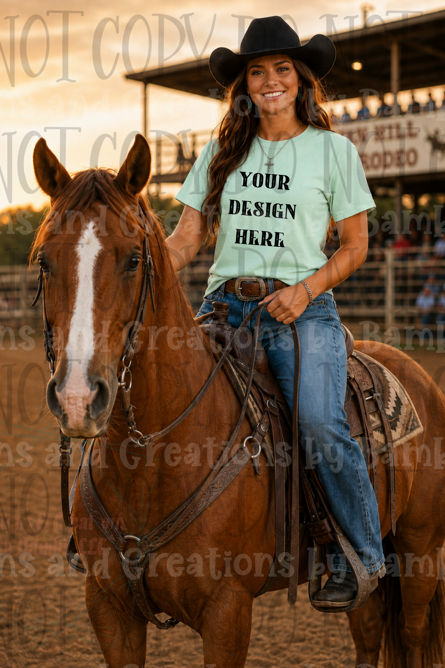Variety of Rodeo Themed Apparel Mock Ups (Bella Canvas, Comfort Color, and Gildan Brand)
