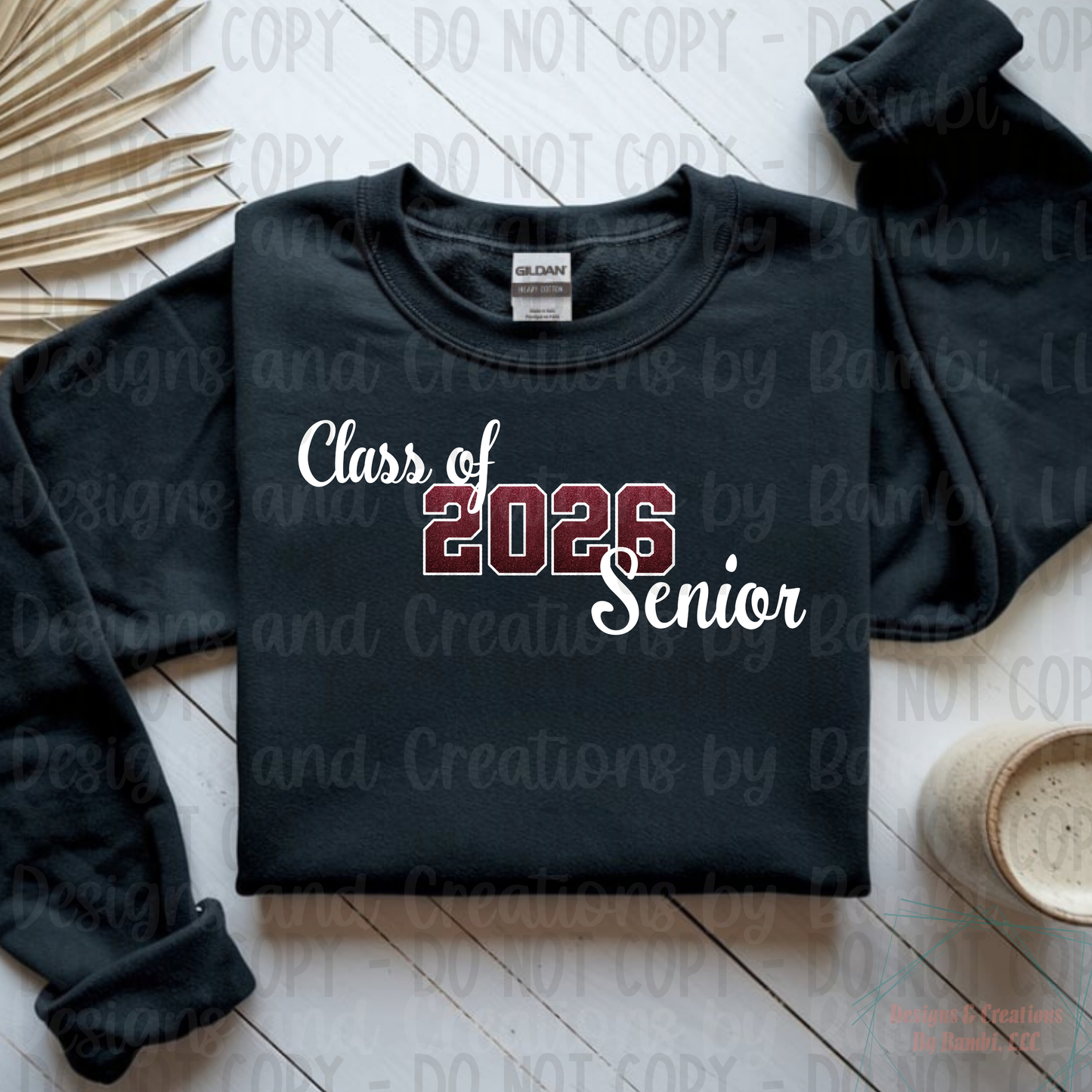 Class of 2026 Senior Ombre Maroon with White Outline and White Font