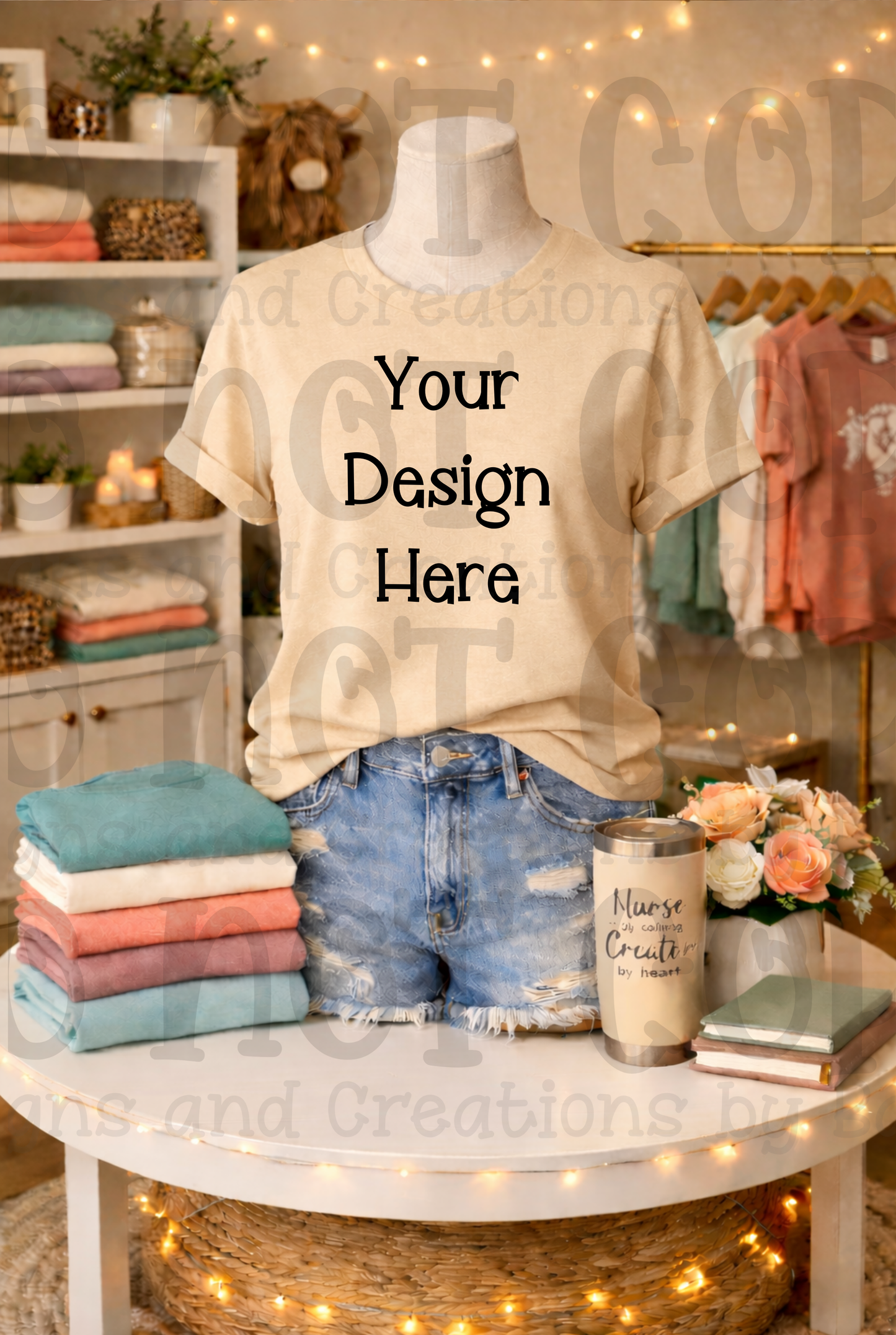 Boutique Mannequin Boho Themed Tshirt Apparel Mock Ups
