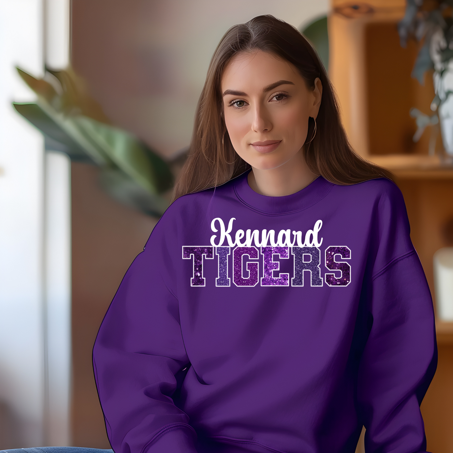 Kennard Tigers in Multi Purple Shades with White Outline (Longsleeve)