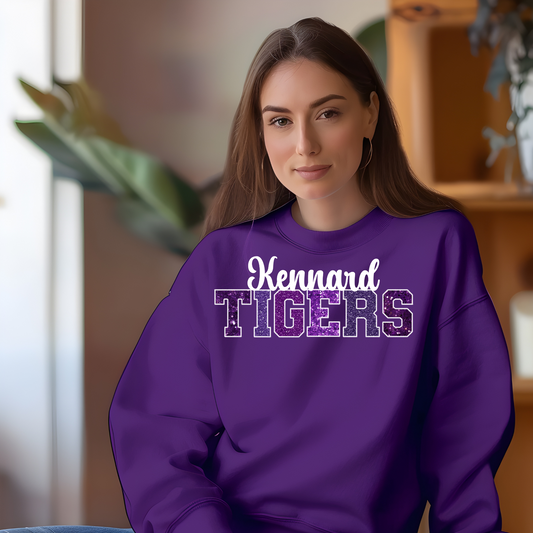 Kennard Tigers in Multi Purple Shades with White Outline (Longsleeve)