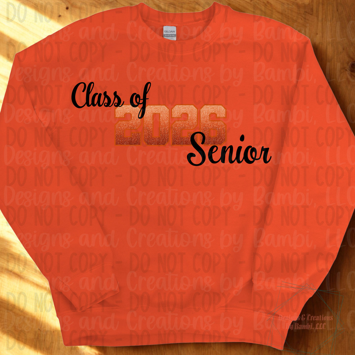 Class of 2026 Senior Ombre Orange with Orange Outline and Black Font