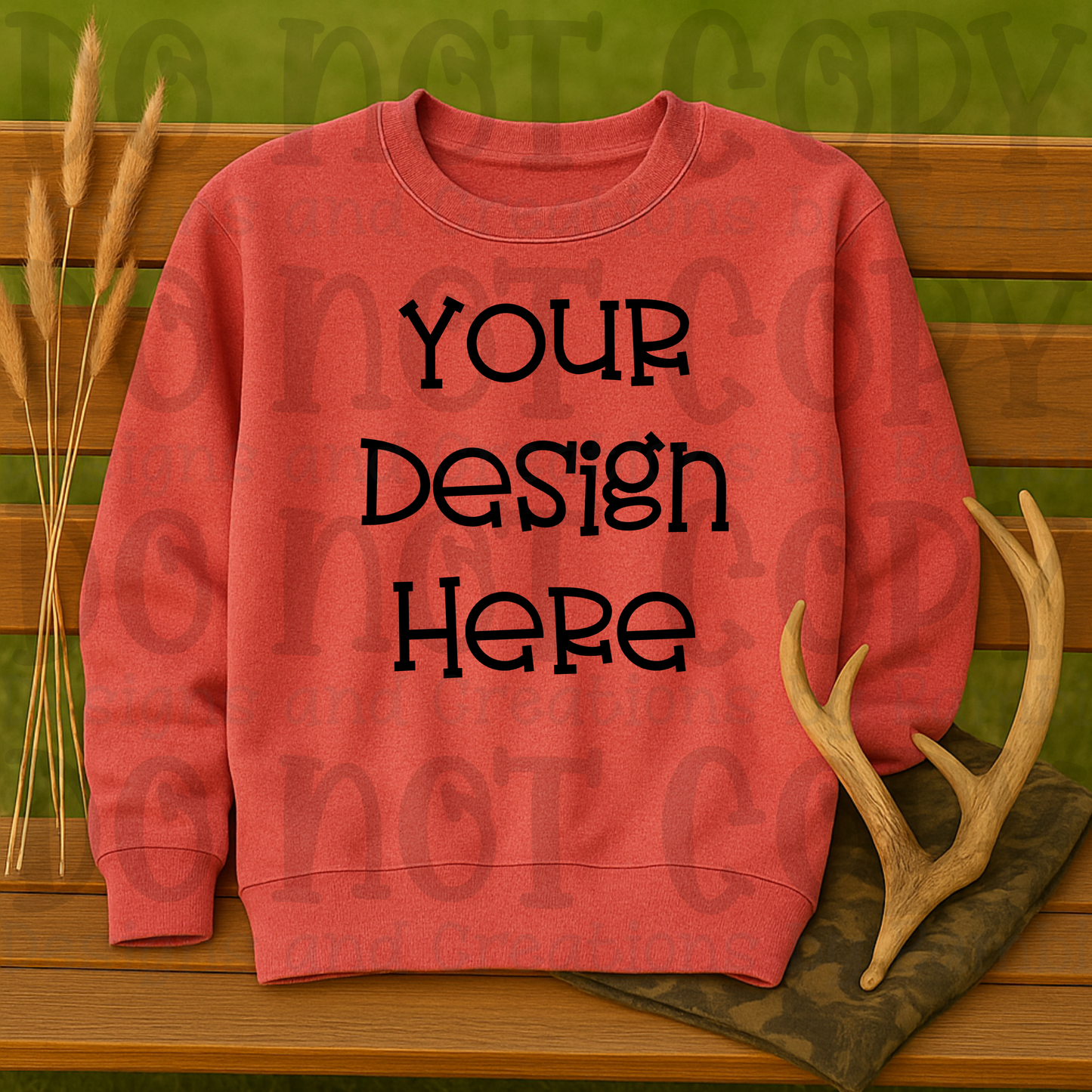 Hunting Rustic with Bench Sweatshirt Apparel Mock Ups