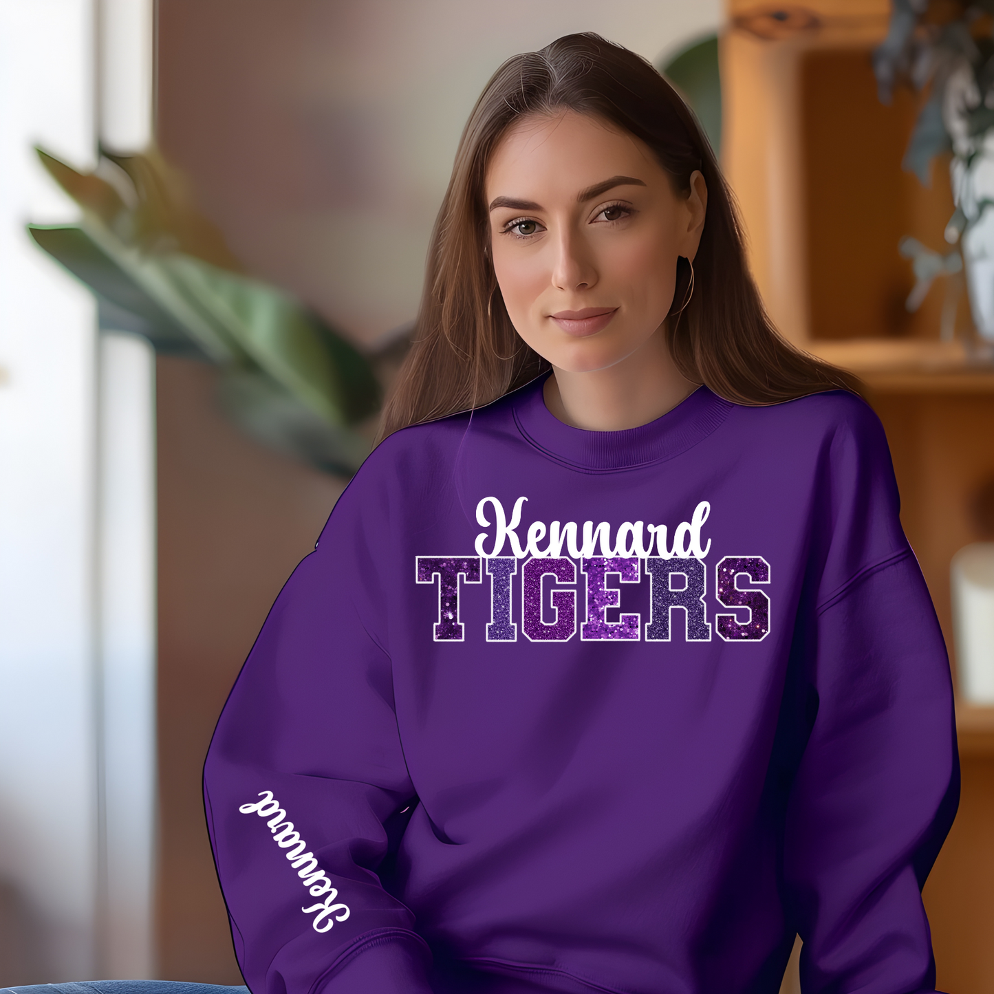 Kennard Tigers in Multi Purple Shades with White Outline/Sleeve Print