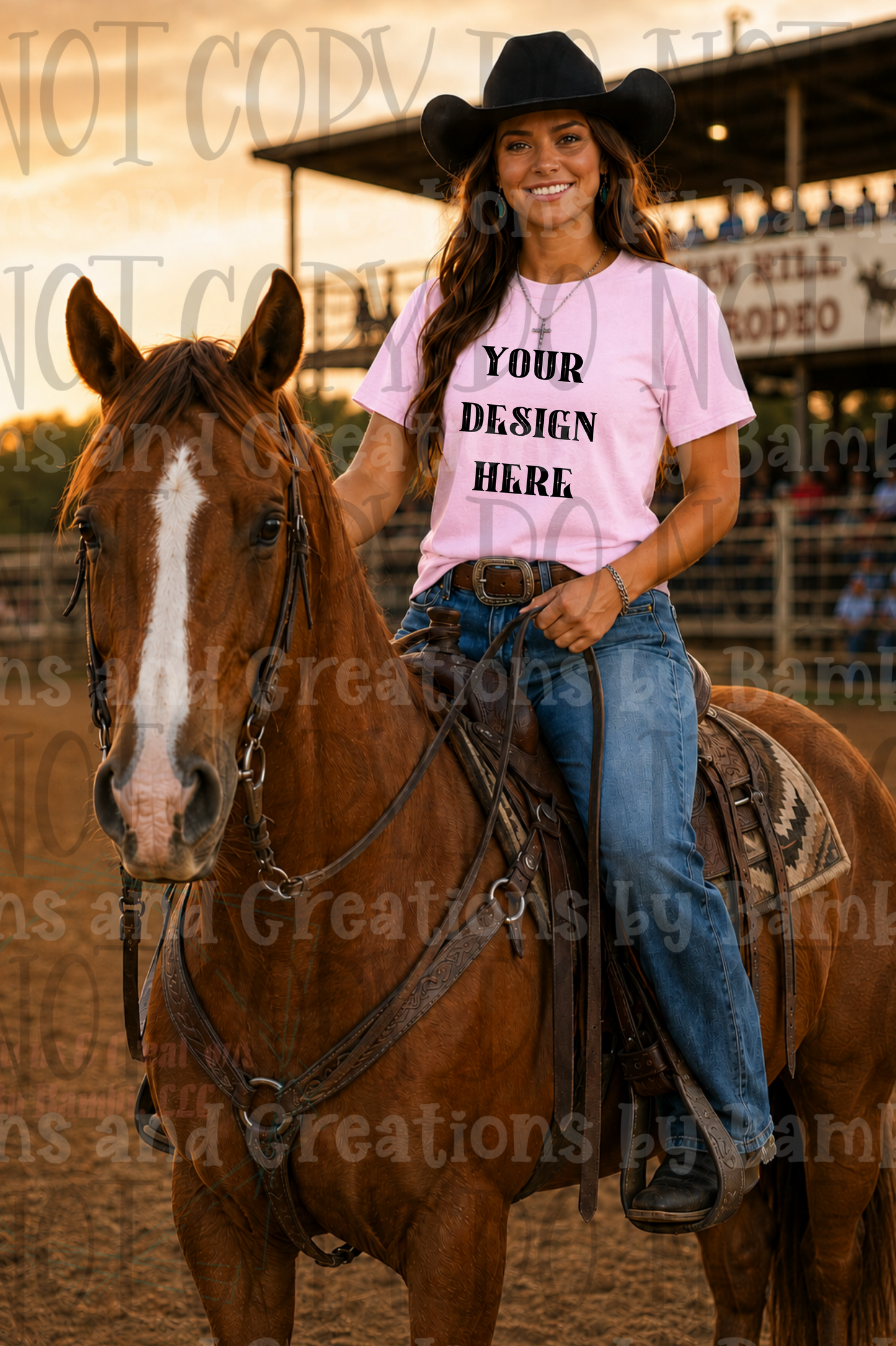 Variety of Rodeo Themed Apparel Mock Ups (Bella Canvas, Comfort Color, and Gildan Brand)