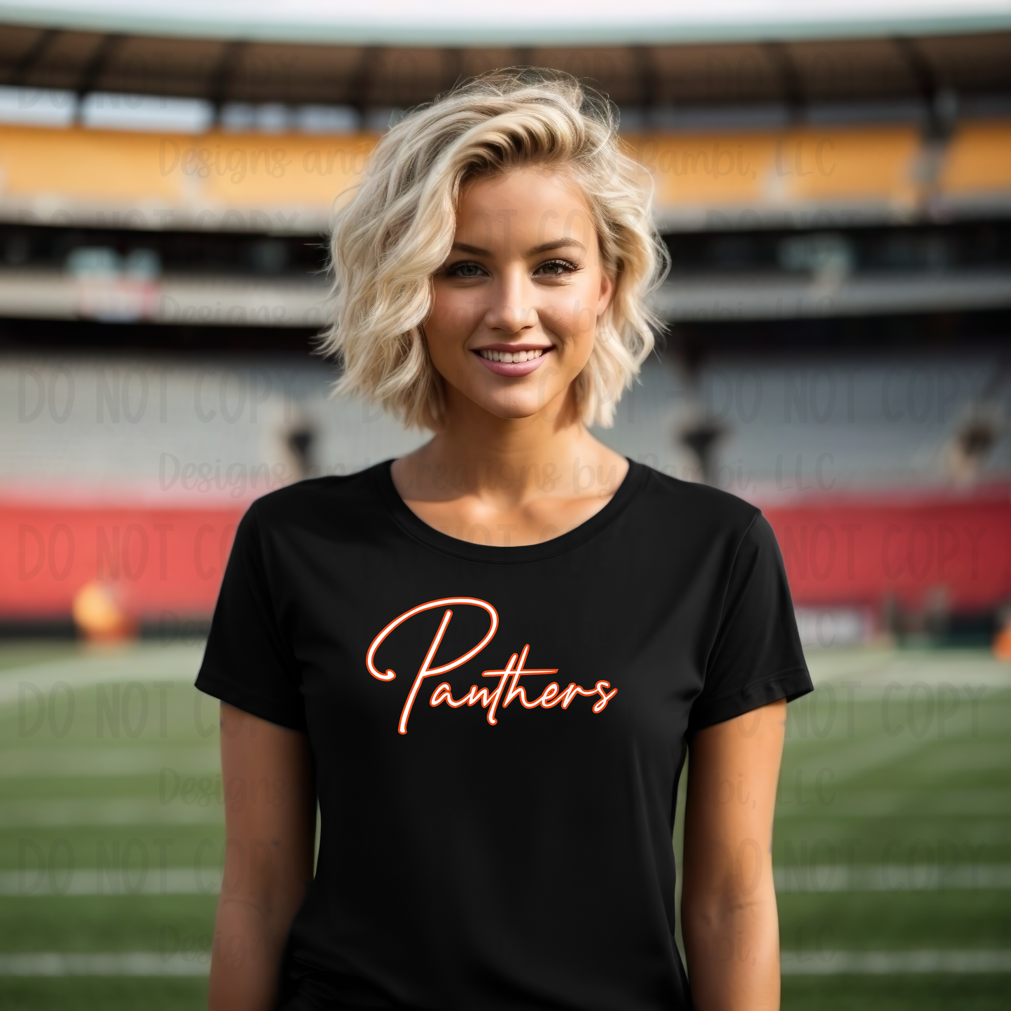 Westwood Panthers Script White with Orange Outline
