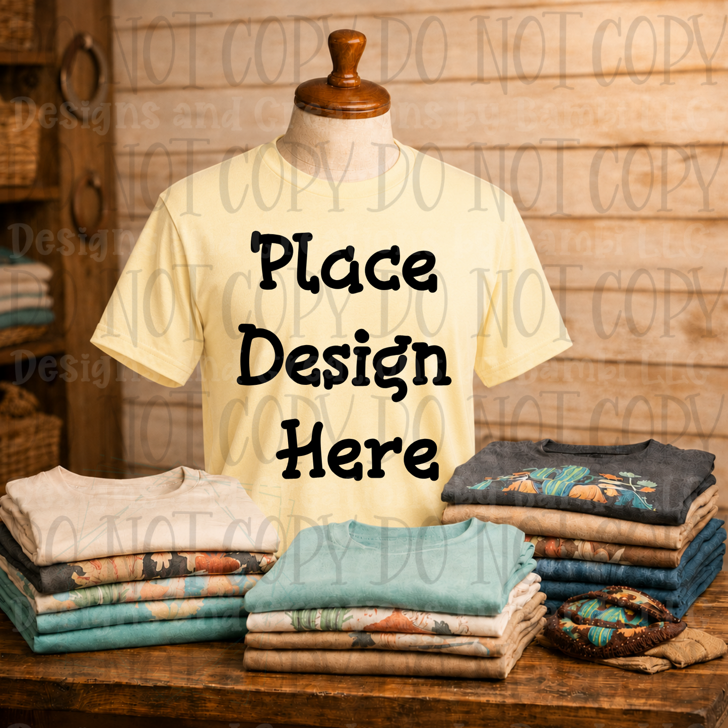 Variety of Western Style Themes and Scene Apparel Mock Ups (Various Brands)