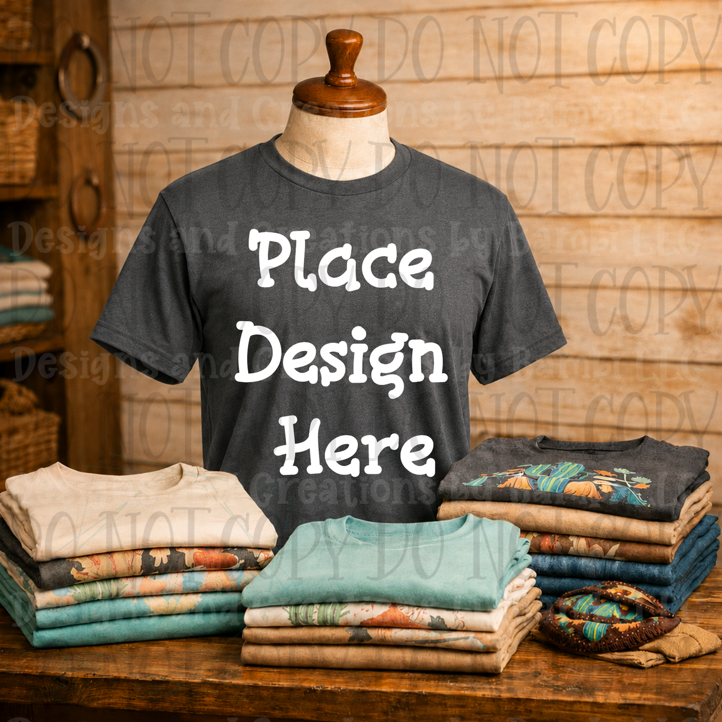 Variety of Western Style Themes and Scene Apparel Mock Ups (Various Brands)