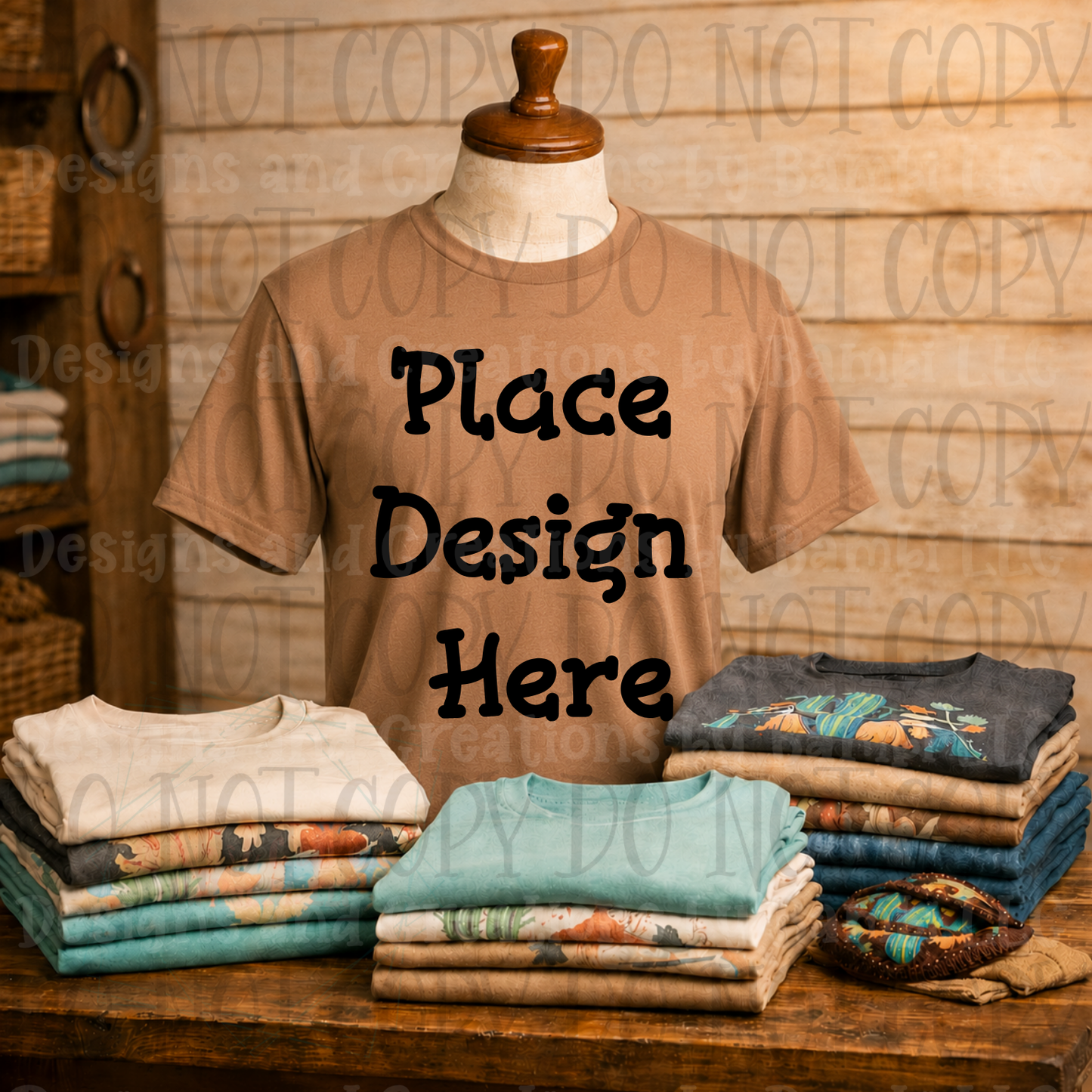 Variety of Western Style Themes and Scene Apparel Mock Ups (Various Brands)