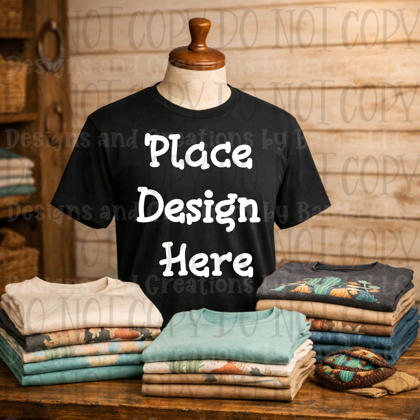 Variety of Western Style Themes and Scene Apparel Mock Ups (Various Brands)