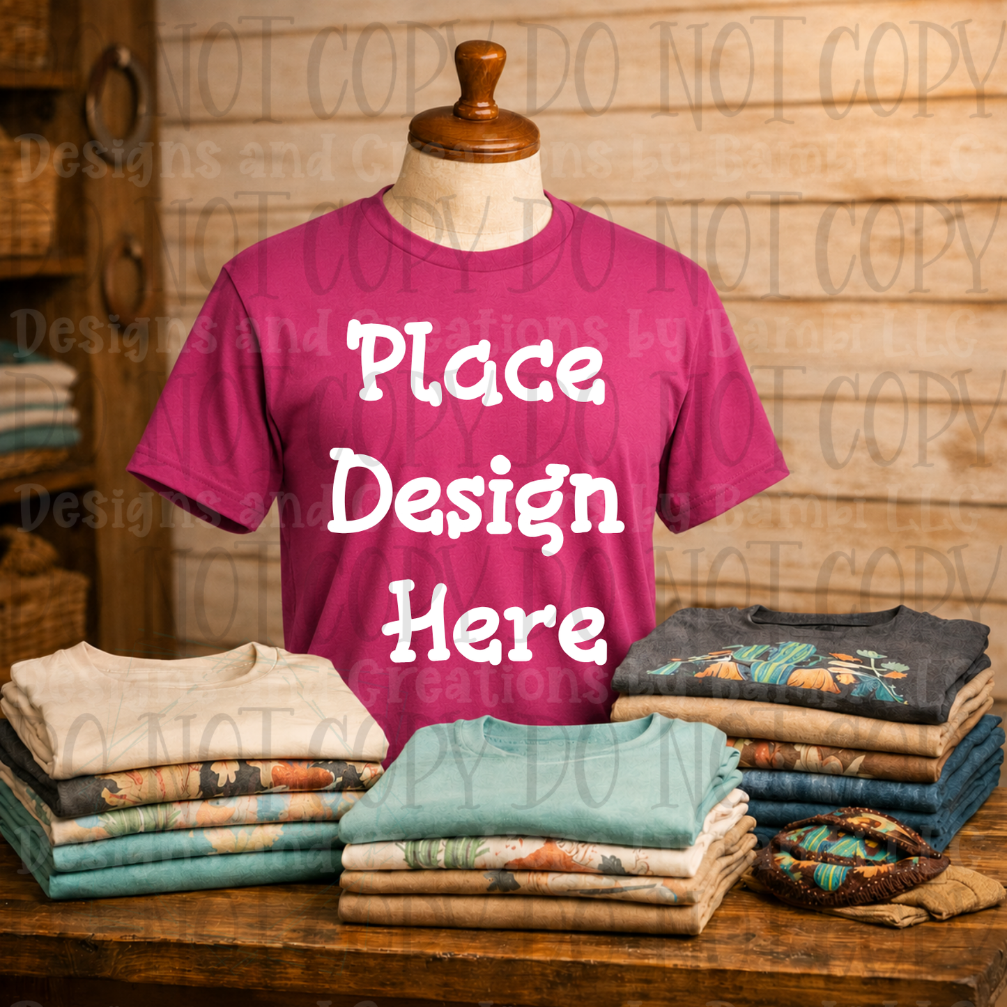Variety of Western Style Themes and Scene Apparel Mock Ups (Various Brands)
